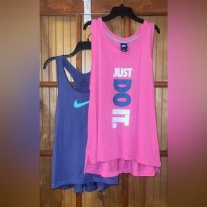 Nike Women's Pink and Purple Tank Tops
